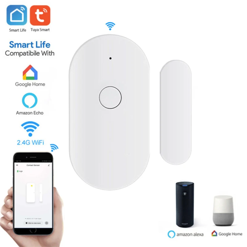 

Tuya Smart WiFi Door Sensor Window Door Open/Closed Magnetic Detectors Home Alarm Smartlife APP Works With Alexa Google Home