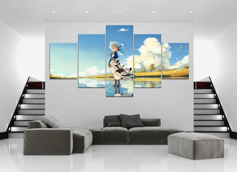 

The girl on the sea Violet Evergarden Anime HD Print Painting Home Decor 5 Piece Paintings Modern Canvas Painting Wall Room