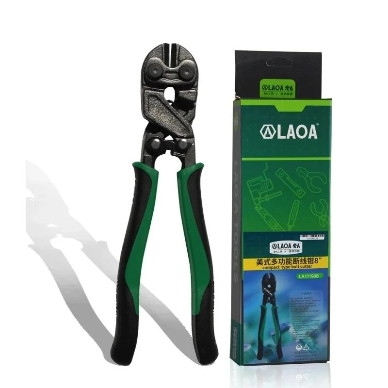 

LAOA 8" Compact Type Bolt Cutters Cr-Mo Steel Wire Cutter 5.2MM Max Cutting Round Nose Scissors 58HRC With Coating Treatment