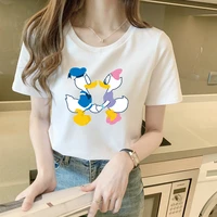disney t shirts daisy donald duck summer clothes for women o neck painting short sleeve cartoon printing tops casual clothing
