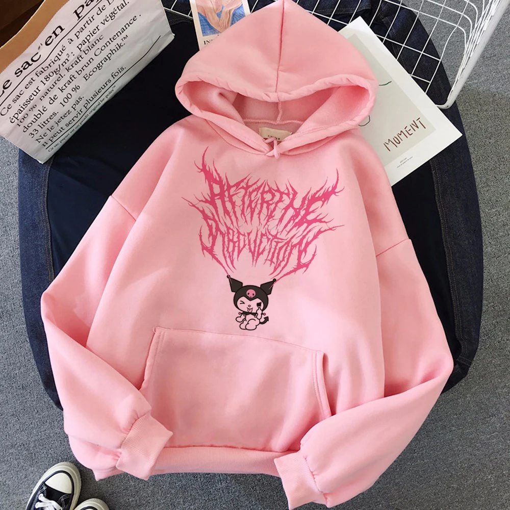 Japanese Style Cartoon Aesthetic Hooded Sweatshirts Women O-Neck Streetwear Girl Pullover Hoodies Harajuku Gothic Hedging Jacket