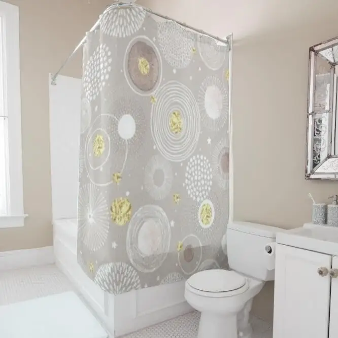 Штора для душа с золотыми блестками стильная Девичья Розовая Круглая занавеска в