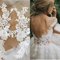 5 pairs 10 pieces crochet lace applique pair bridal hair flower wedding lace piece veil applique patch motif