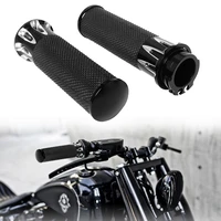 1 pair motorcycle cnc aluminum 25mm handlebar hand grip black 1 hand bar grips for harley sportster xl 883 1200 touring dyna