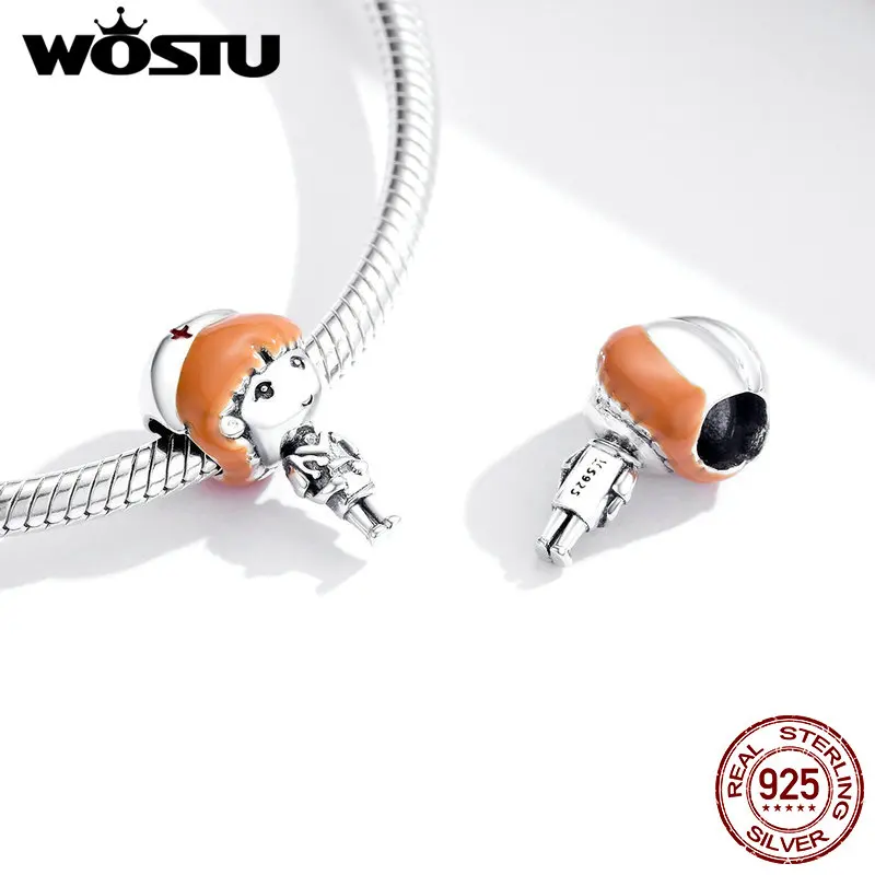 Подлинные серебряные бусины-подвески в виде доктора для медсестры и браслета |