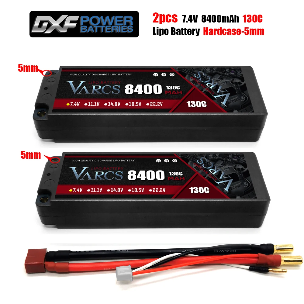 Bater&iacute;a VARCS 2S Lipo 7,4 V, 8400mah, 7000mah, 6500mAh, 5400mah, 130C, 140C, 120C, 140C, carcasa dura para RC1/8 /10, coche, Buggy, cami&oacute;n, barcos, 2 uds.-0