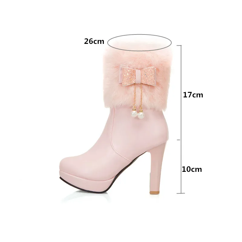 Модные зимние туфли в стиле &quotЛолита&quot YMECHIC милая обувь на высоком каблуке из