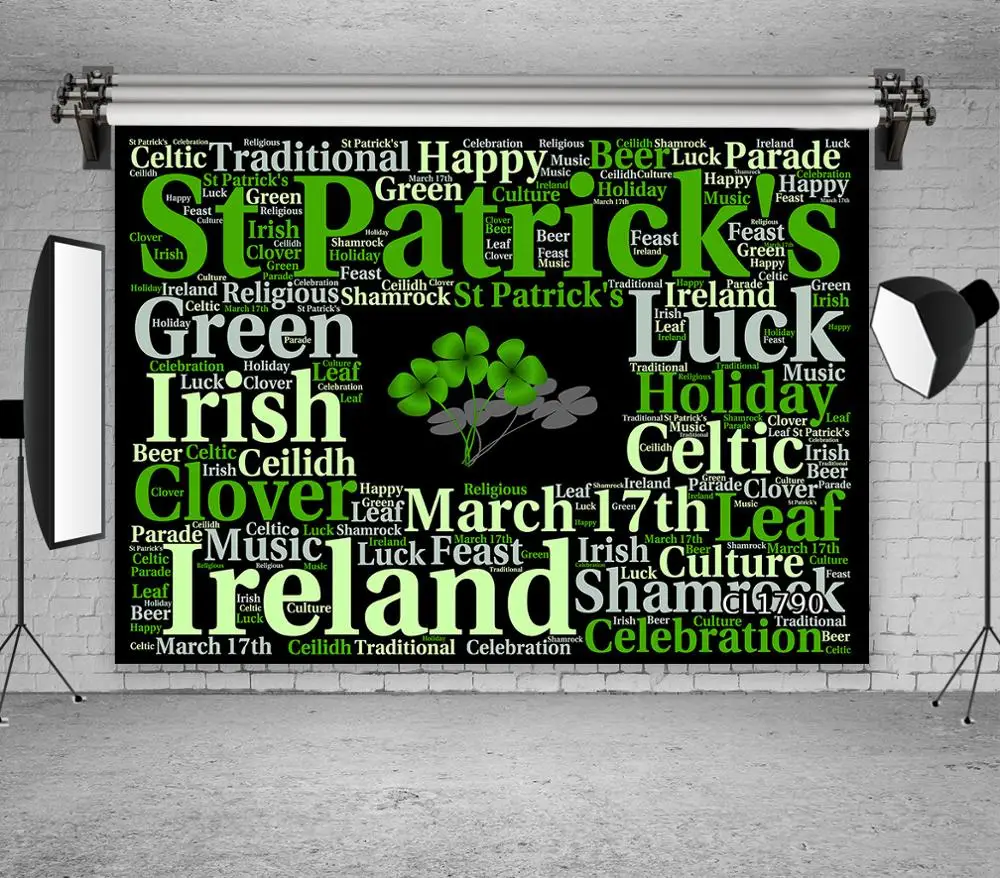 Фон для фотосъемки с изображением зеленого клевера на День Святого Патрика|Фон