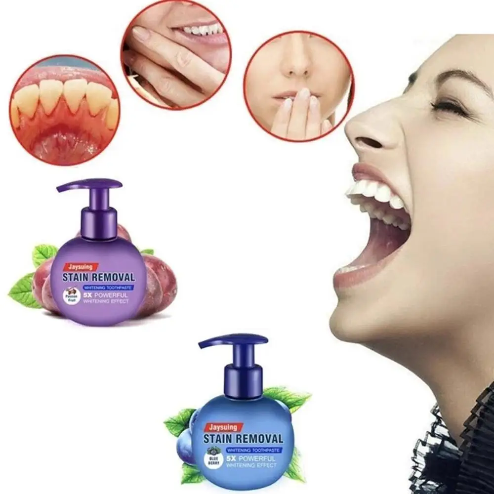 

Toothpaste Whitening Teeth Stain Removal Tooth Whitening Soda Toothpaste Passion Fruit Blueberry Fight Bleeding Gums Toothpaste
