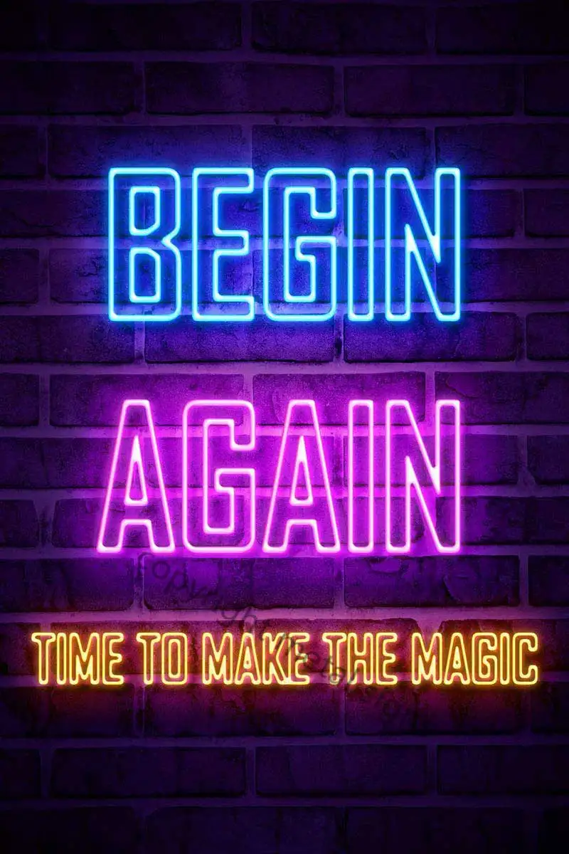 

Металлическая жестяная вывеска начните снова, оловянные пластины, декор для стен, декор комнаты, неоновая вывеска в стиле ретро для клуба, к...