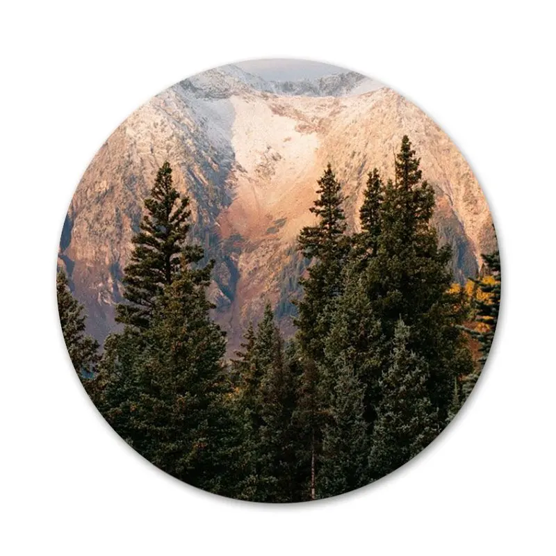 Крутой горный лес облака Значки значки значок Металлические для одежды рюкзака