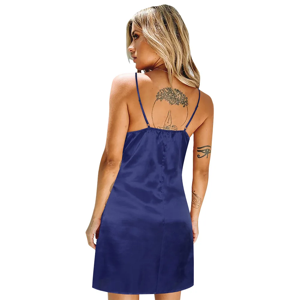 Новая модная женская Повседневная шелковая ночная рубашка без рукавов Santin