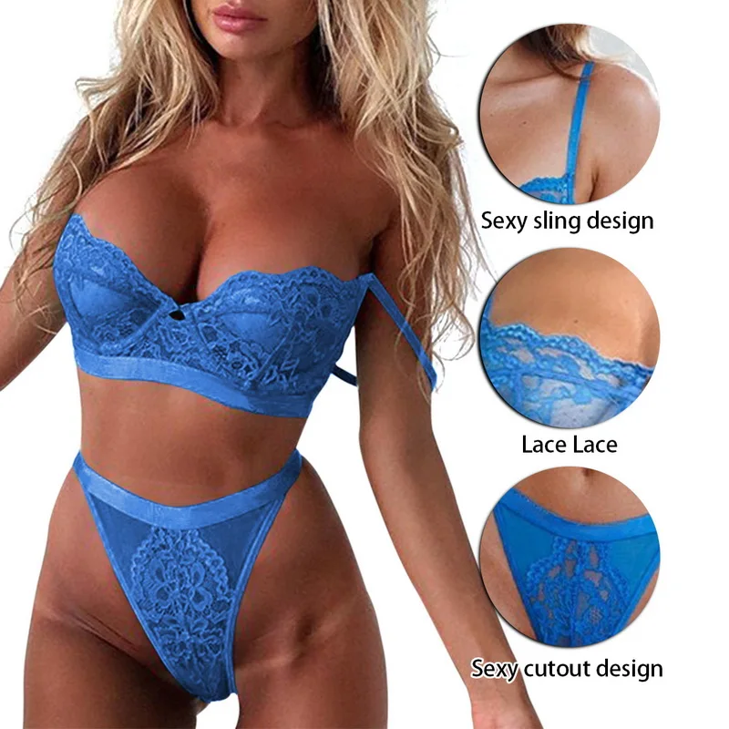 

2021 Sexy Lace Bralette Bra and Brief Sets Women Floral Lace Lingerie Set Bra And Panty Set Female Sexy Underwear
