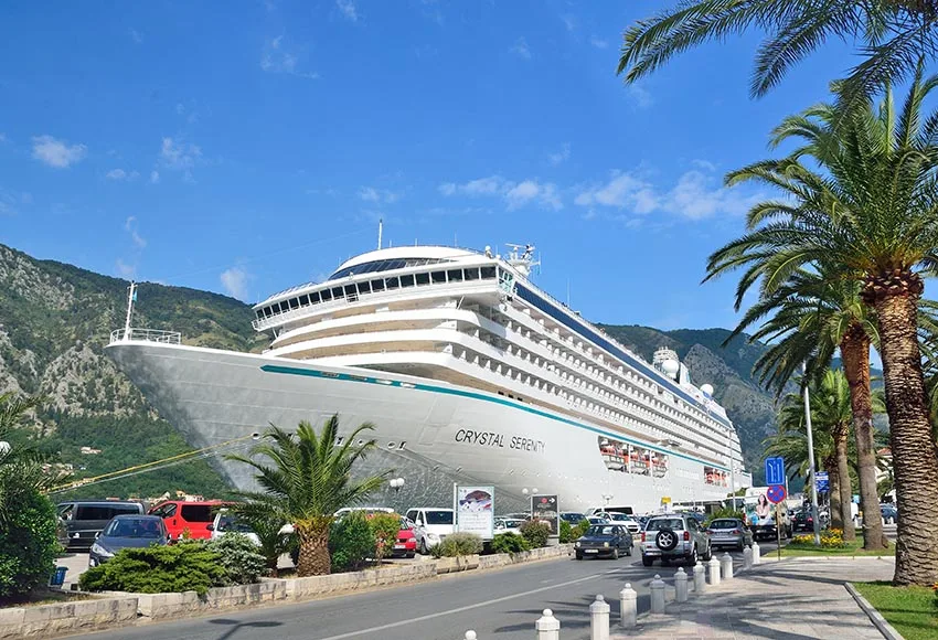 Виниловый фон для студийной фотосъемки с большим круизным лайнером в боке