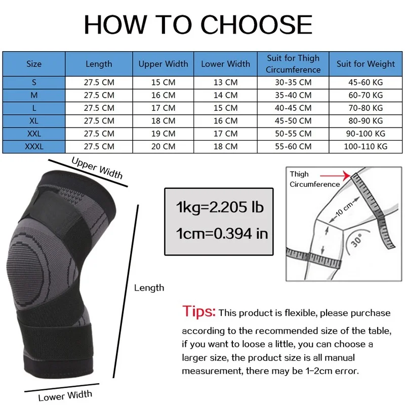 

WorthWhile 1PC Sport Pressurized Kneepad Elastic Knee Pads Support Sleeve Basketball Volleyball Brace Training Fitness Protector