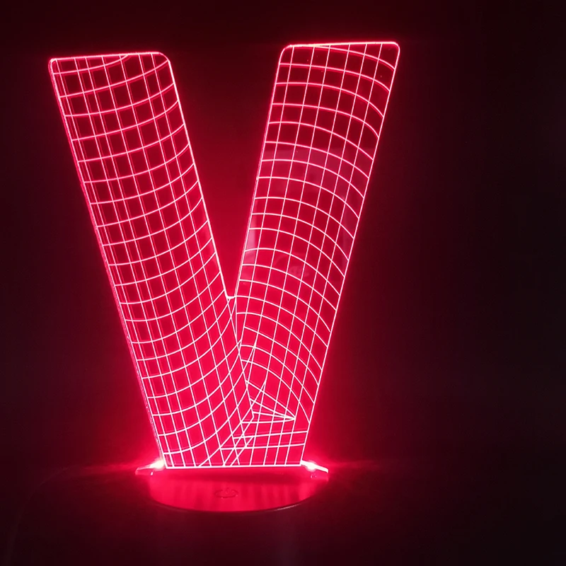3D лампа 3 D сетки буквы V новинка подарок для детей сенсорный Сенсор голограмма