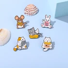 Эмалированные заколки в виде кота, кролика, мыши, милые животные, крылья, сыр, броши, лацкан, заколки, значки, подарок для свободных ювелирных изделий, аксессуары