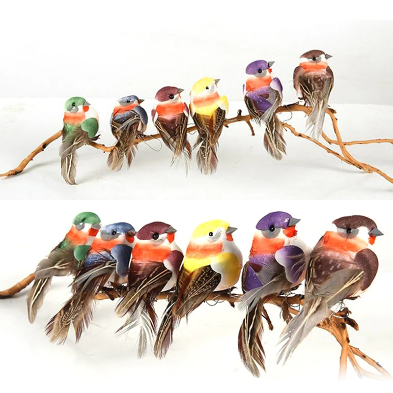 

Mini fake birds artificial feather foam doves wedding decoration venue ornament