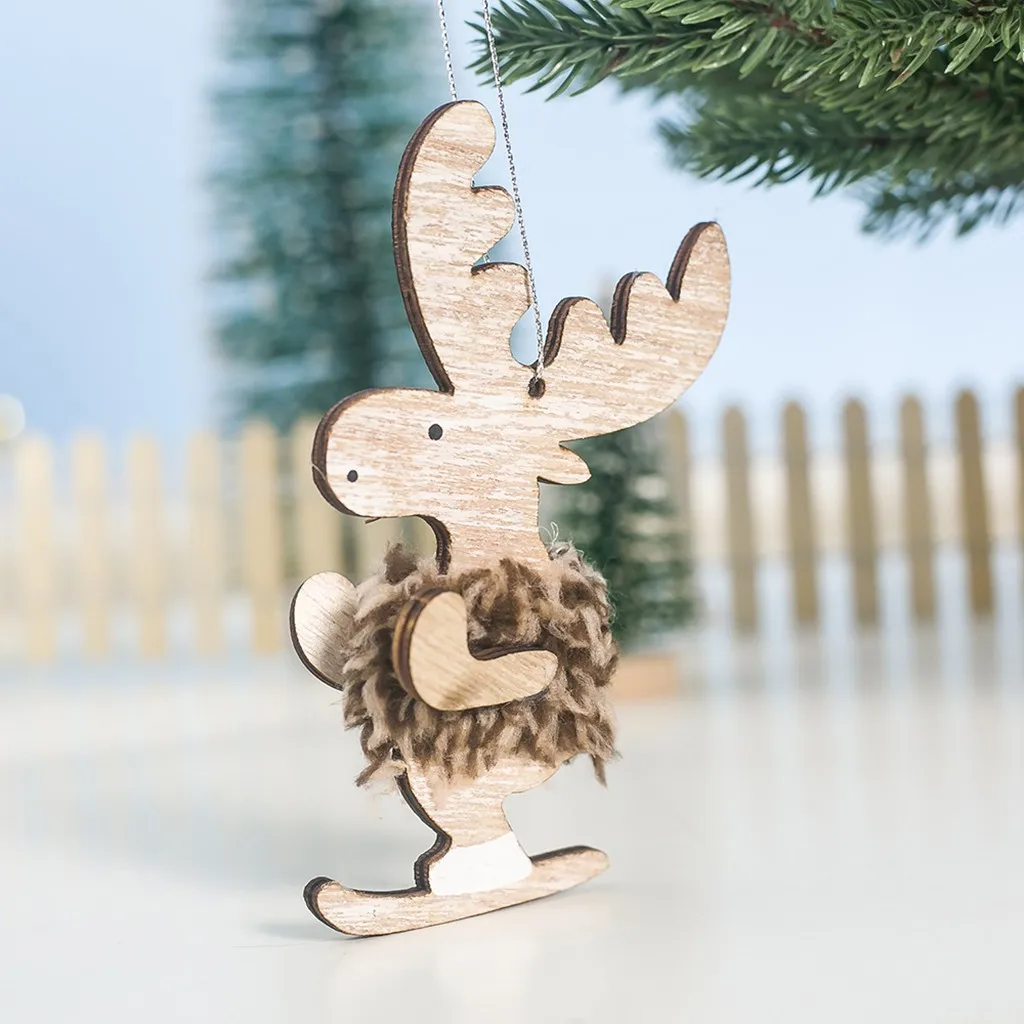2019 деревянная подвесная Елочная игрушка в виде лося украшение подвесное для