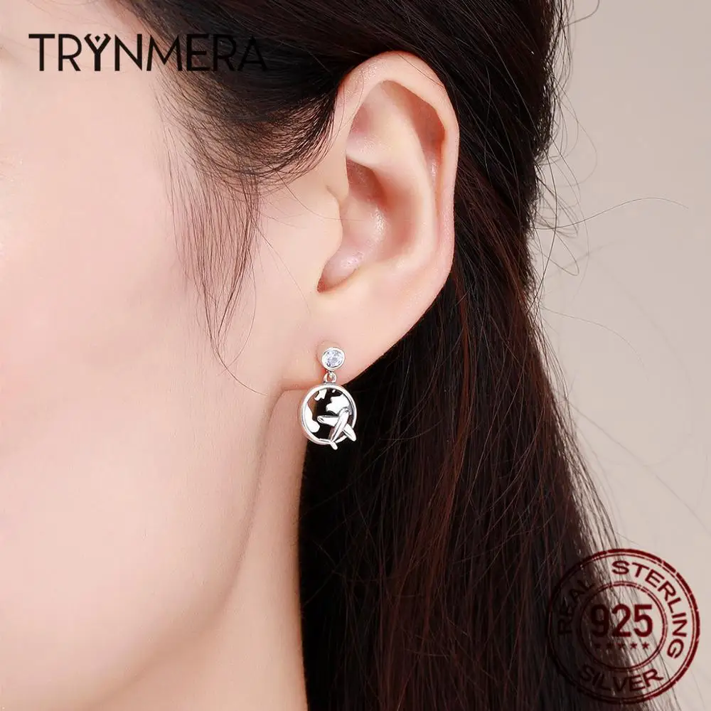 Trynmera женские серьги пусеты из серебра 925 пробы путешествие самолет