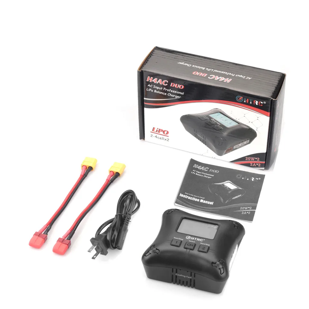 Зарядное устройство HTRC H4AC DUO Mini 20 Вт x2 2A для 2-4s Lipo аккумуляторов | Игрушки и хобби