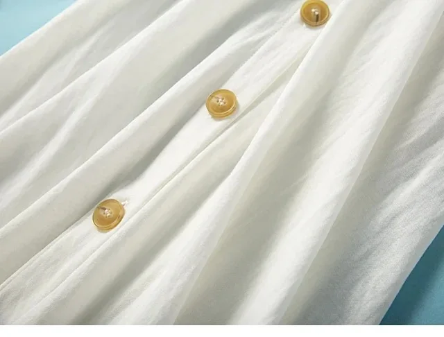

2021 Women Dress Spring / Summer New Dress Button Design V-neck Midi Dress