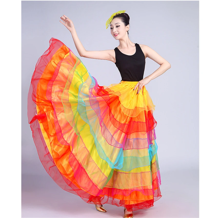 

Spanish Bullfight Flamenco Dress Ballroom Dance Gypsy Skirts Woman Big Swing Belly Dancing Costume Flamengo 360/540/720 Degree