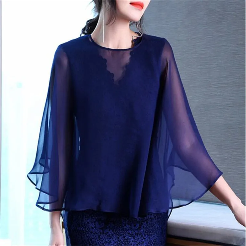 New Fashion Women Chiffon Shawl Solid Vintage Elegant Smock Tops Beach Party Thin Tops Womens Free  Blouses