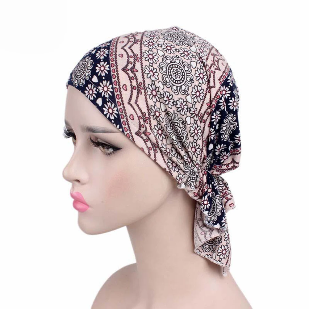 

Fashion Floral Printed Muslim Cap Stretch Women Turban Hat Women Chemo Cap Hair Loss Head Scarf Wrap Hijab Cap Headwarp Bandanas