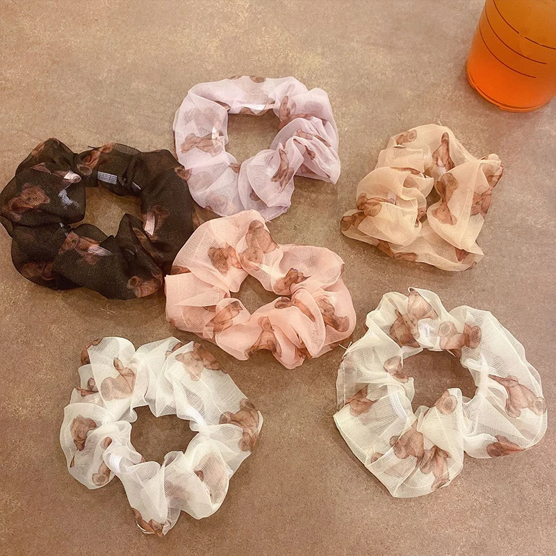 

Hair Ties Elastics Rubber Band Accessories Fresh Hair Rope Korea Cute Bear Hair Ties Fresh Colored Large Intestine Sweet Flower