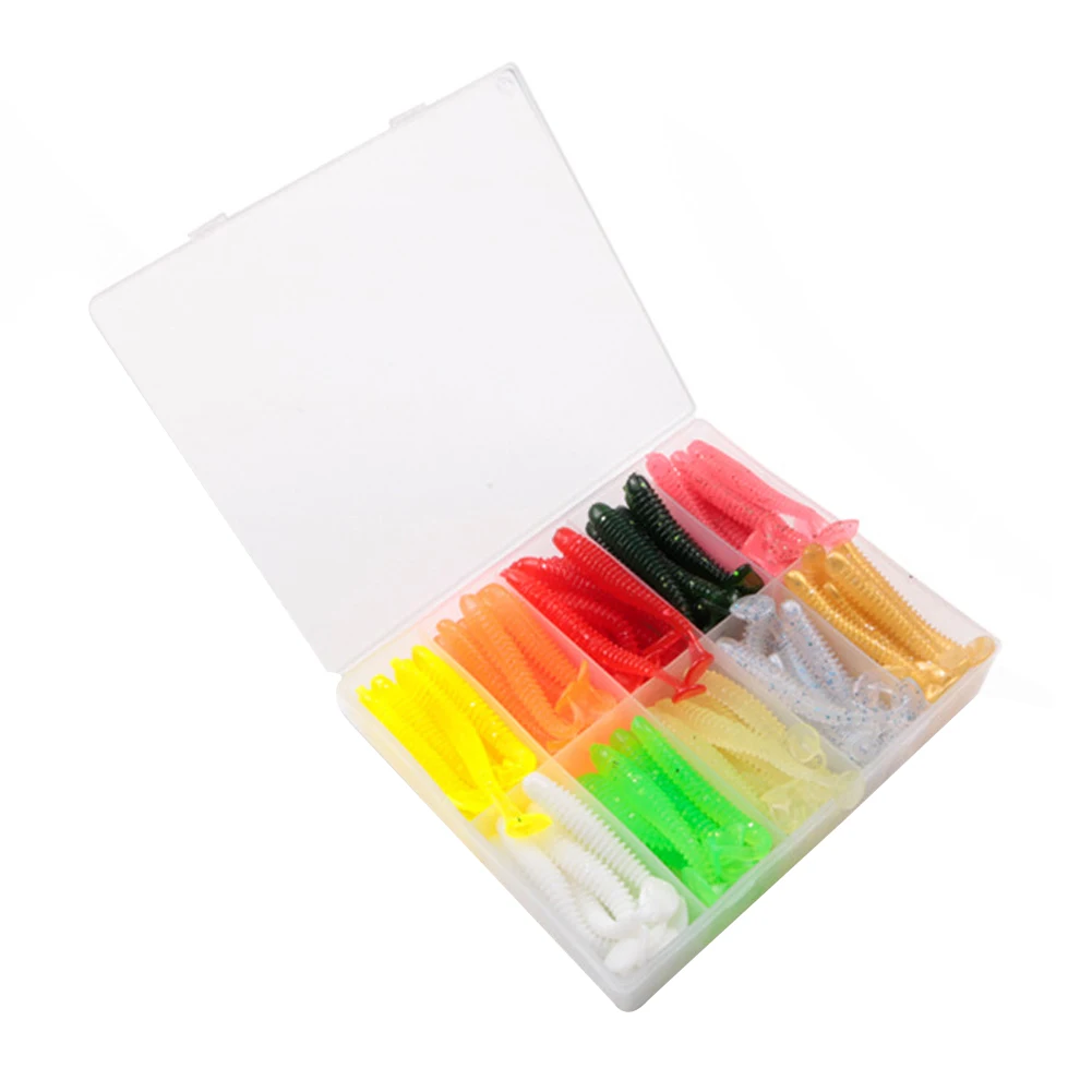 

100pcs Worm Soft Lure Wobbler Silicone Baits Fishing Artificial Spinnerbait