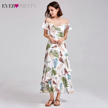 Сексуальный с принтом с цветами коктейльные платья Ever Pretty A-Line v-образным вырезом с плеча Элегантные Вечерние Платья Vestidos De Festa