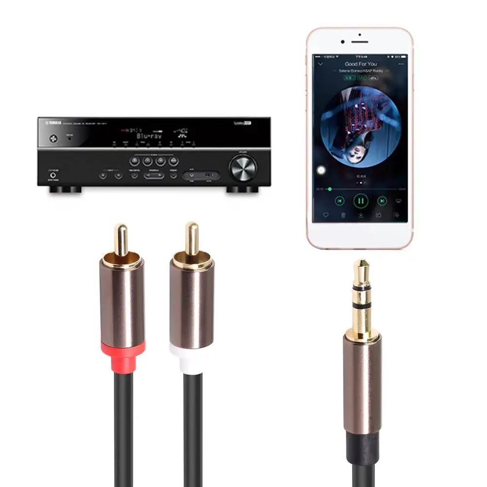 Корпус из алюминиевого сплава RCA линия HiFi стерео 3 5 мм до 2RCA двойной Lotus аудио