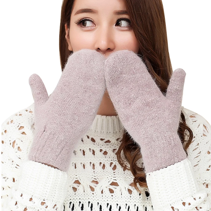 Женские шерстяные перчатки с китайским узлом теплые однотонные 4 цветов для зимы