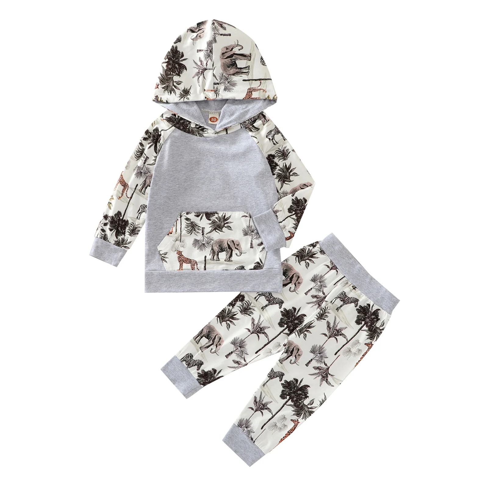 

2pcs Fashion Spring Autumn Newborn Baby Girl Boy Animal Print Hoodies Top Sweatshirt Long Pants Clothes Outfit Set 0-36m