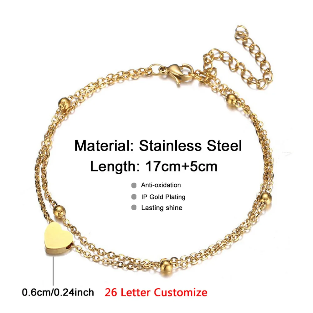 MisenBaBa браслеты из нержавеющей стали с сердечками и буквами для женщин именем