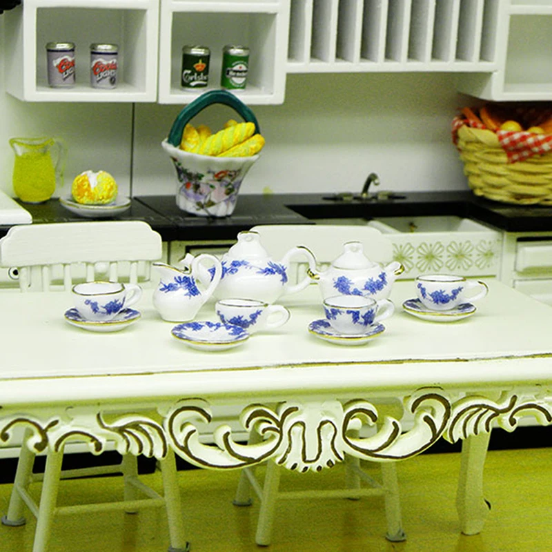 

11Pcs/set 1:12 Dolls House Miniature Dish Cups Pot Set Toys Dollhouse Accessory