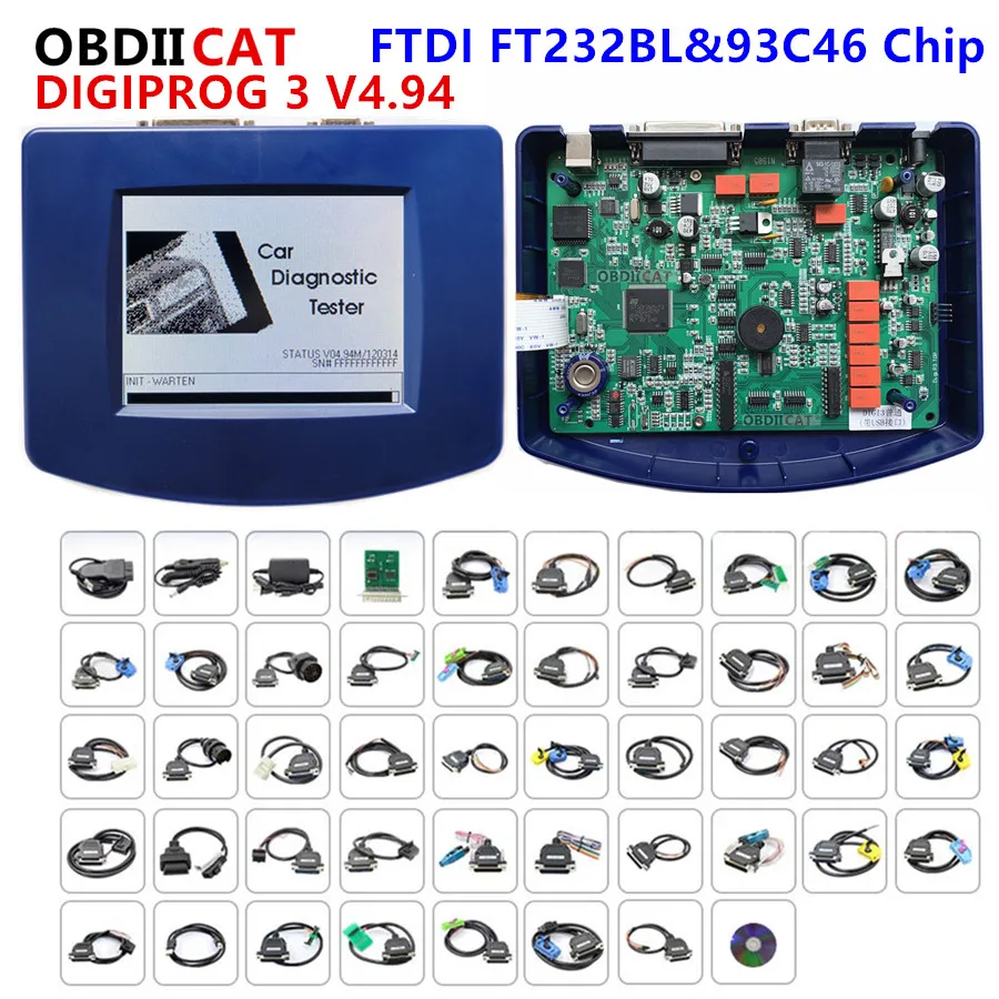 DHL Digiprog 3 в 4 94 полный комплект OBD2 ST01 ST04 корректирующий инструмент для кабеля