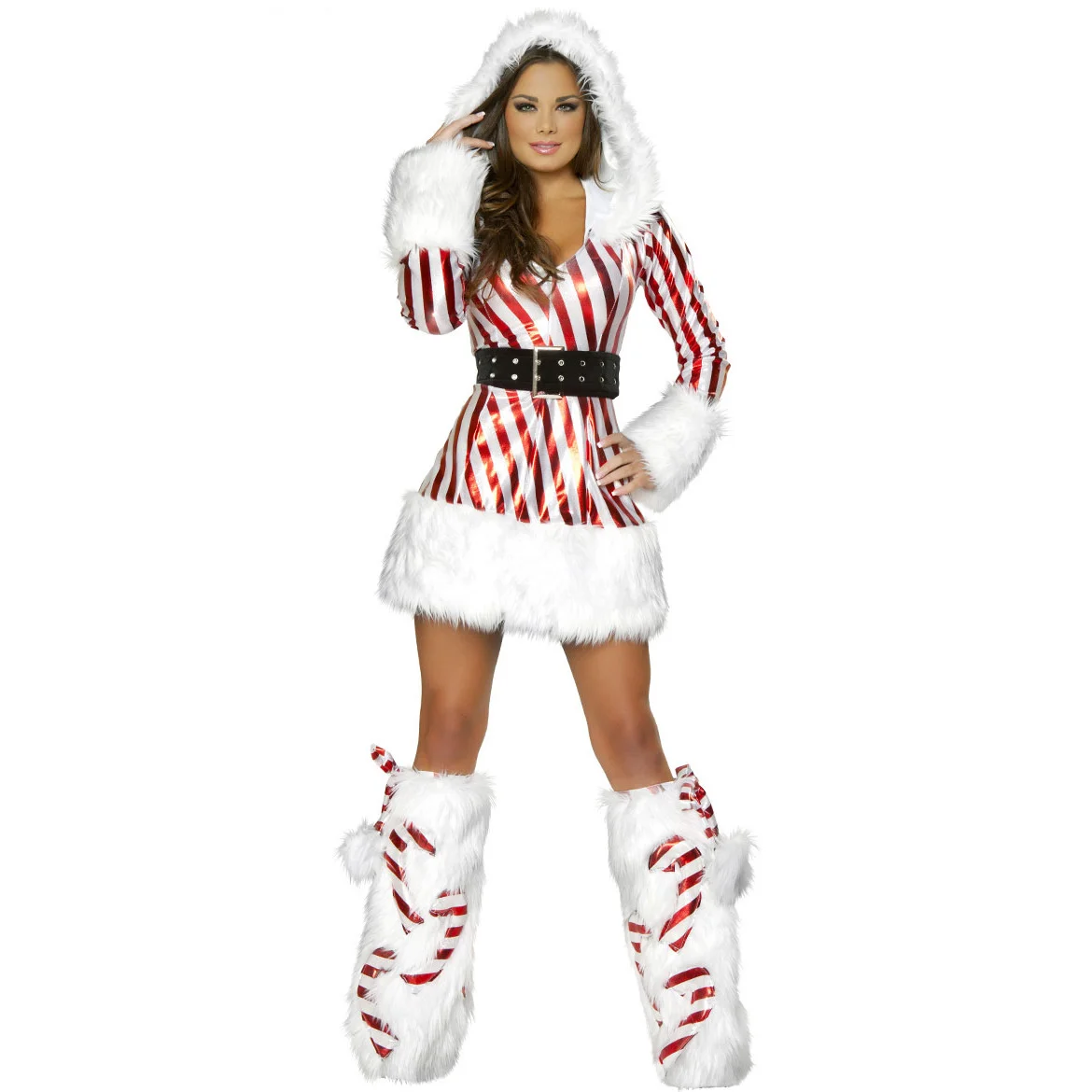 

2021Xibeimeng sexy clothes Long Sleeve Striped Christmas clothes performance clothes