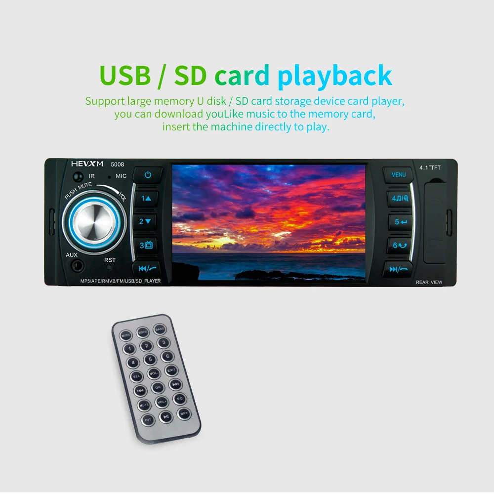 Автомобильный mp5-плеер радио 4 1 &quot цифровой дисплей Bluetooth USB TF AUX FM MP3 MP4 аудио