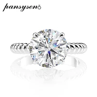 pansysen luxury female bridal wedding ring simulated moissanite citrine engagement rings for women sterling silver 925 jewelry
