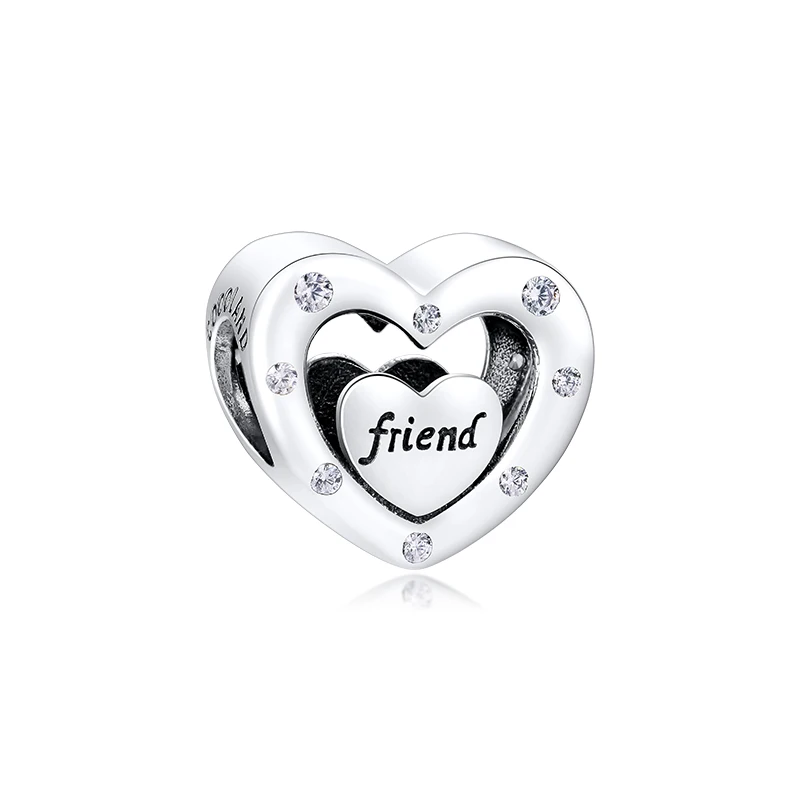 

Бусины для потенциозного сердца друзей, подвески 100%, оригинальные ювелирные изделия из стерлингового серебра 925 пробы, бесплатная доставка