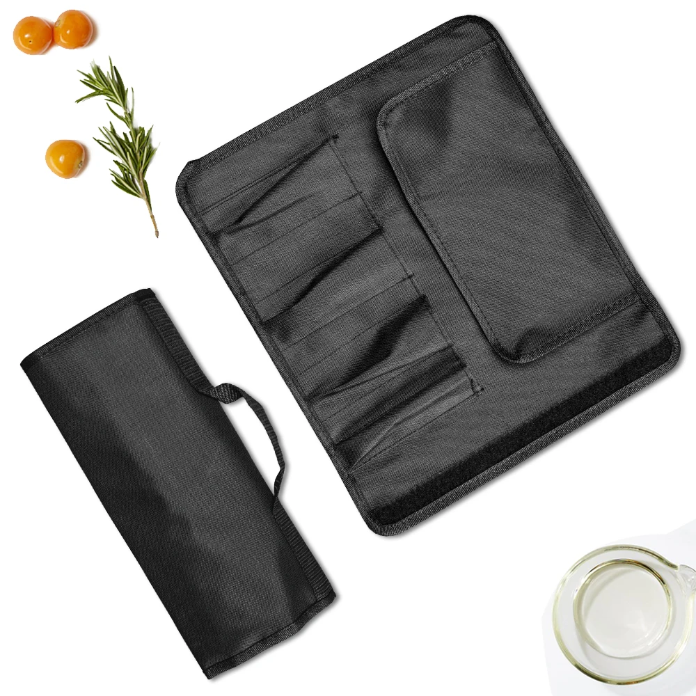 Sowoll Chef Knife Bag Roll Carry Case Kitchen Cooking Portable Durable Storage 5 Pockets Black Knives For 6&quot | Дом и сад