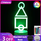 Игра кальмар, 3d-лампа, маска-фигурка, костюм, украшение для комнаты, RGB-ночник, необычный светодиодный светильник, подарок, украшение для спальни, стола, стола