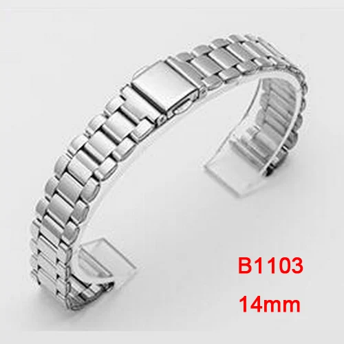 B1103 10 мм, 12 мм, 14 мм, 16 мм, 18 мм, нержавеющая сталь, ремешок для часов, браслет для часов, застежка-бабочка, серебряная пряжка для женщин и мужчин - Цвет ремешка: B1103