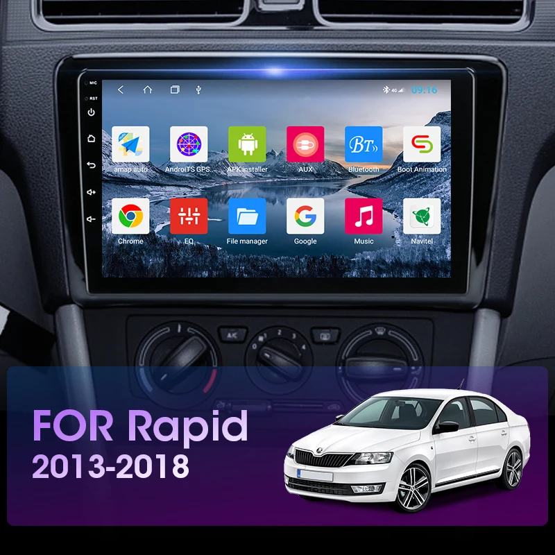 Автомобильный мультимедийный плеер JMCQ Android 9 0 4 Гб + 64 ГБ радио для VW Skoda Rapid Santana