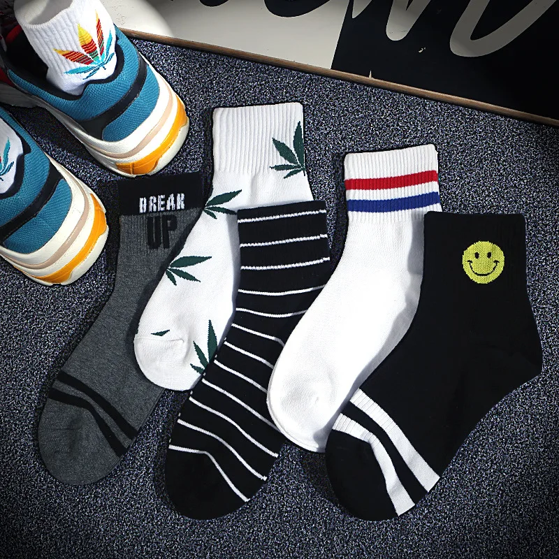 1 Pair High Quality Harajuku Chaussette Style Weed ankle Socks for Women Men Cotton Hip Hop Socks Man Meias Mens Calcetines