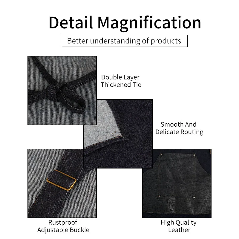 Регулируемый высококачественный джинсовый фартук ручной работы с карманами на