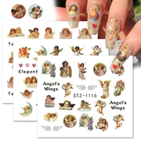 3pcs angel nail art stickers virgin mary cupid water transfer decals sliders heaven design tattoo accessories manicure
