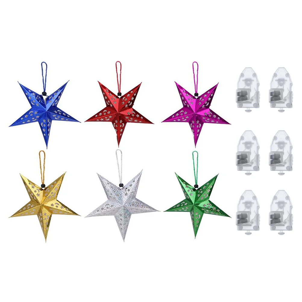 

1Set Delicate Festival Light Pendant Hollow Pentagram Hanging Lamp for Christmas